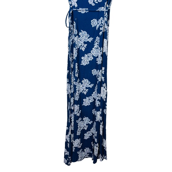 Lulu’s Heart Of Marigold Floral Maxi wrap Dress-navy - Picture 8 of 9